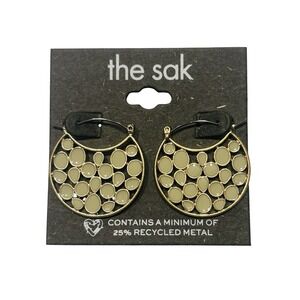 The Sak Hoop Earrings Gold Tone Openwork Design Neutral Color NEW Holiday‎ Party
